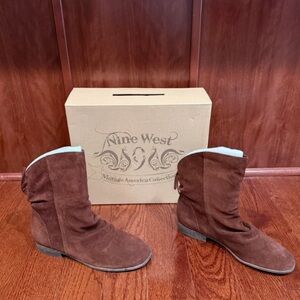 Nine West Women's Brown Suede Ankle Booties